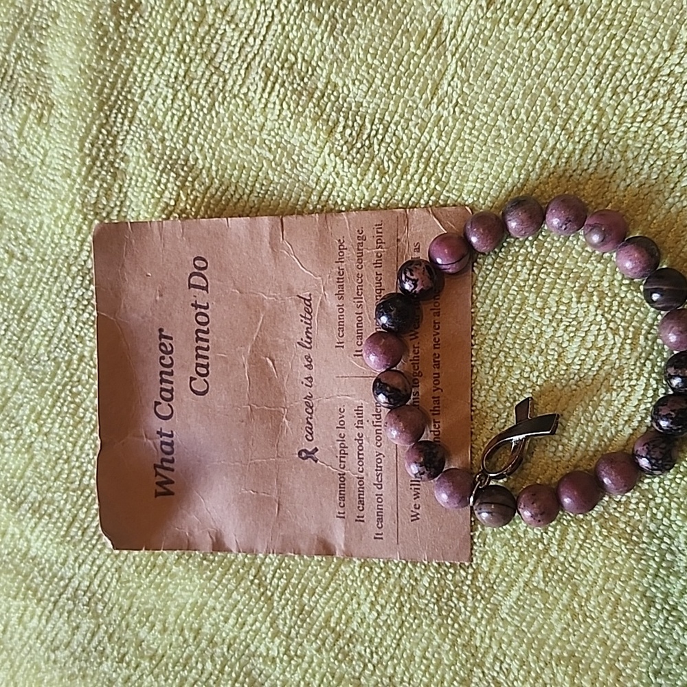 😎Pink and Brown Beaded Bracelet with Ribbon Charm